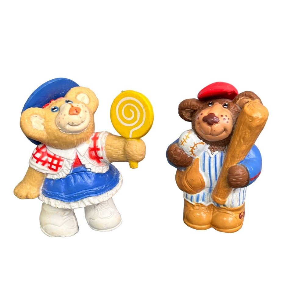 Vintage Furkins Figures Figurines Vinyl 1986 Lot of 2 Baseball Boy Bear Lollipop